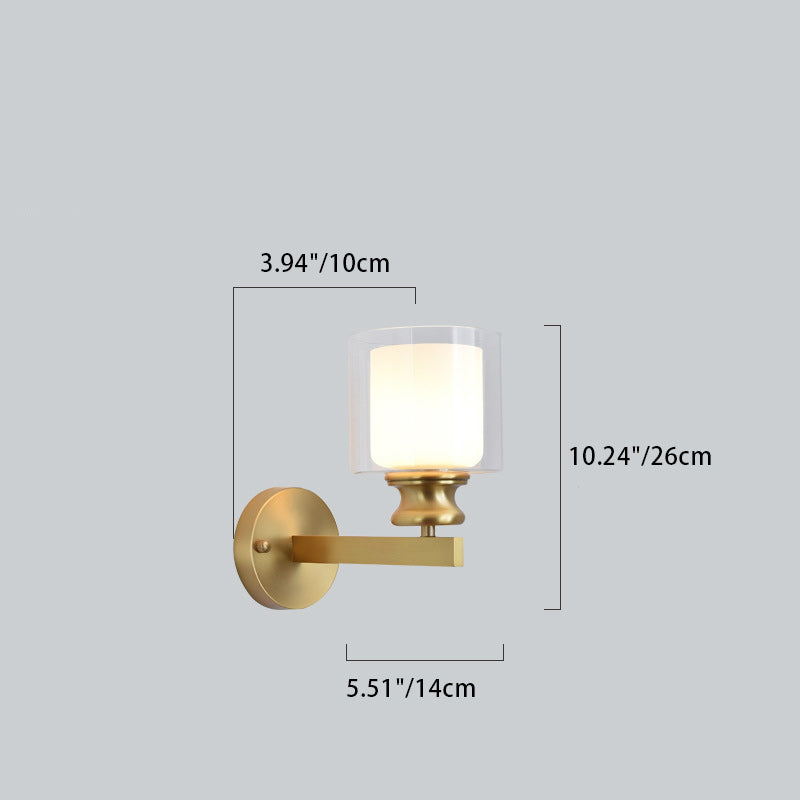 Round Spherical Copper Glass 1-Light Wall Sconce Lamp