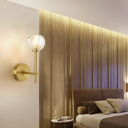 Round Spherical Copper Glass 1-Light Wall Sconce Lamp