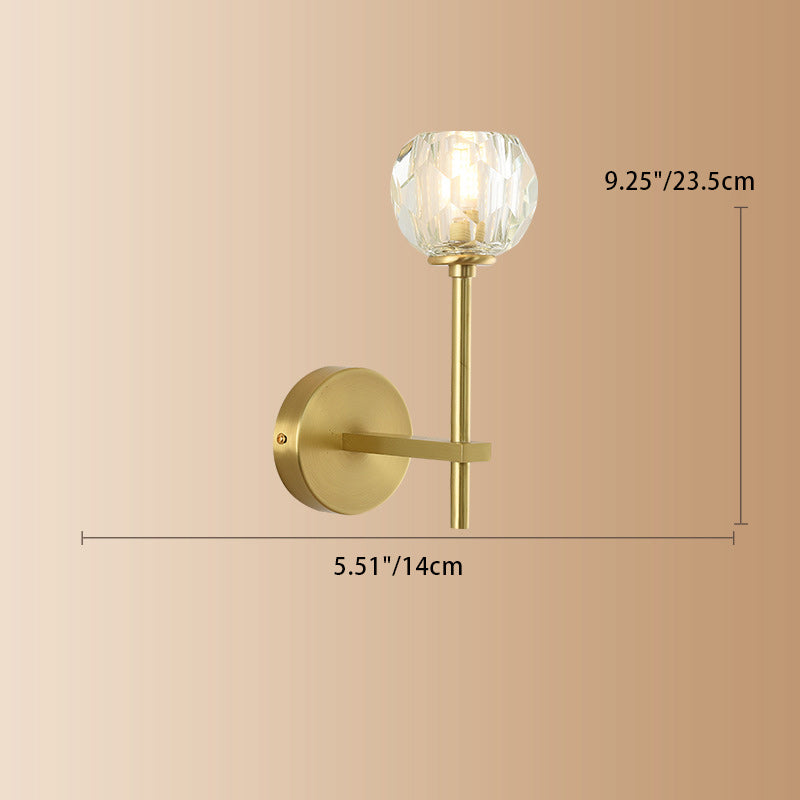 Round Spherical Copper Glass 1-Light Wall Sconce Lamp