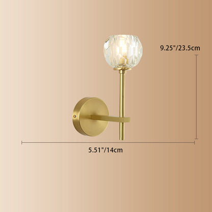 Round Spherical Copper Glass 1-Light Wall Sconce Lamp
