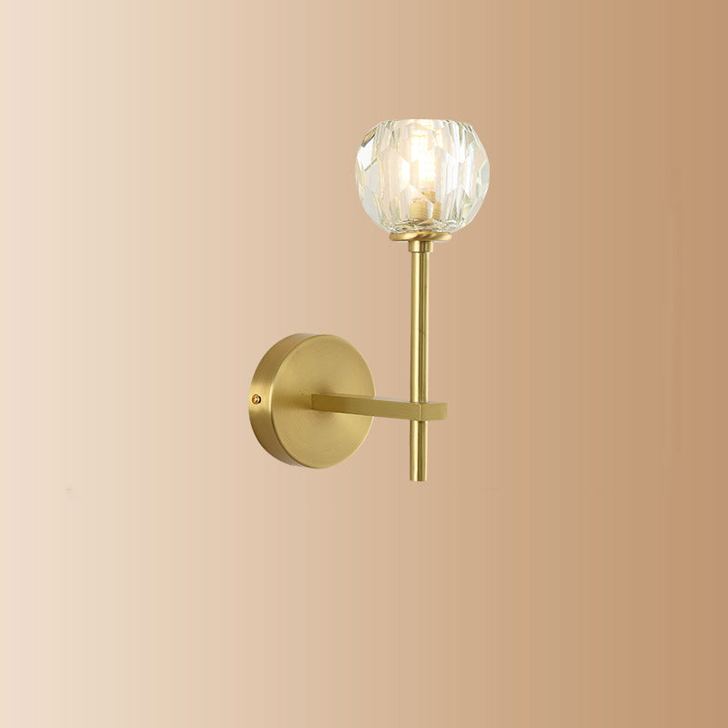 Round Spherical Copper Glass 1-Light Wall Sconce Lamp