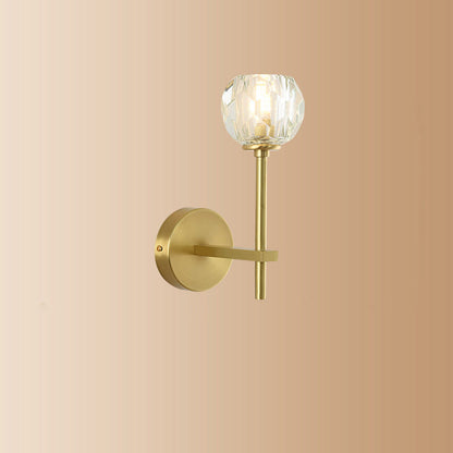 Round Spherical Copper Glass 1-Light Wall Sconce Lamp