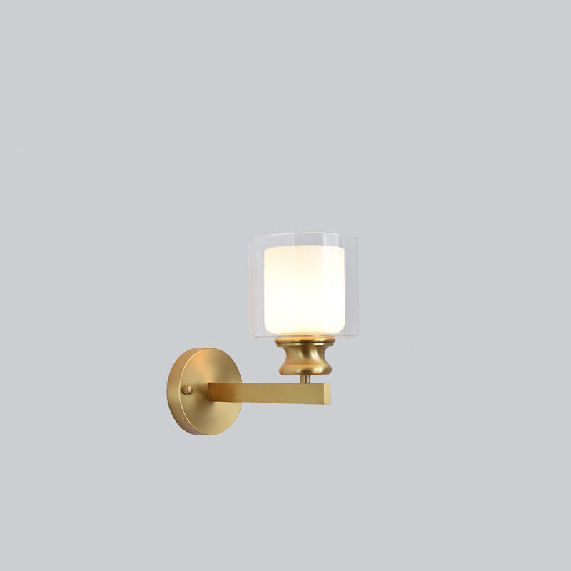 Round Spherical Copper Glass 1-Light Wall Sconce Lamp
