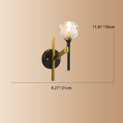 Round Spherical Copper Glass 1-Light Wall Sconce Lamp