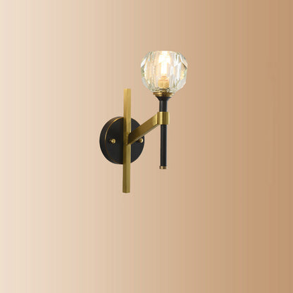 Round Spherical Copper Glass 1-Light Wall Sconce Lamp