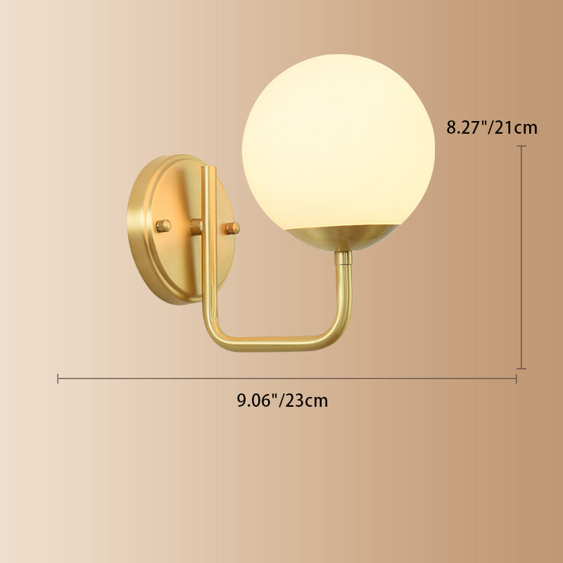 Round Spherical Copper Glass 1-Light Wall Sconce Lamp