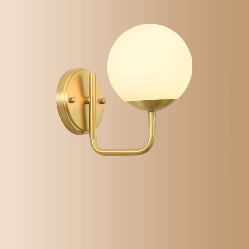 Round Spherical Copper Glass 1-Light Wall Sconce Lamp
