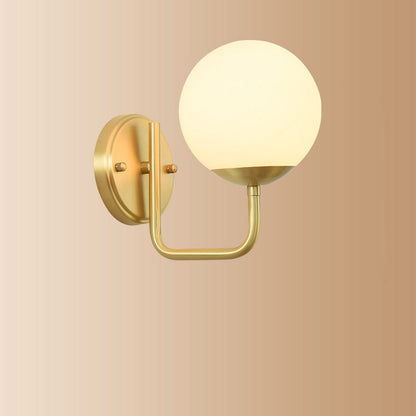 Round Spherical Copper Glass 1-Light Wall Sconce Lamp