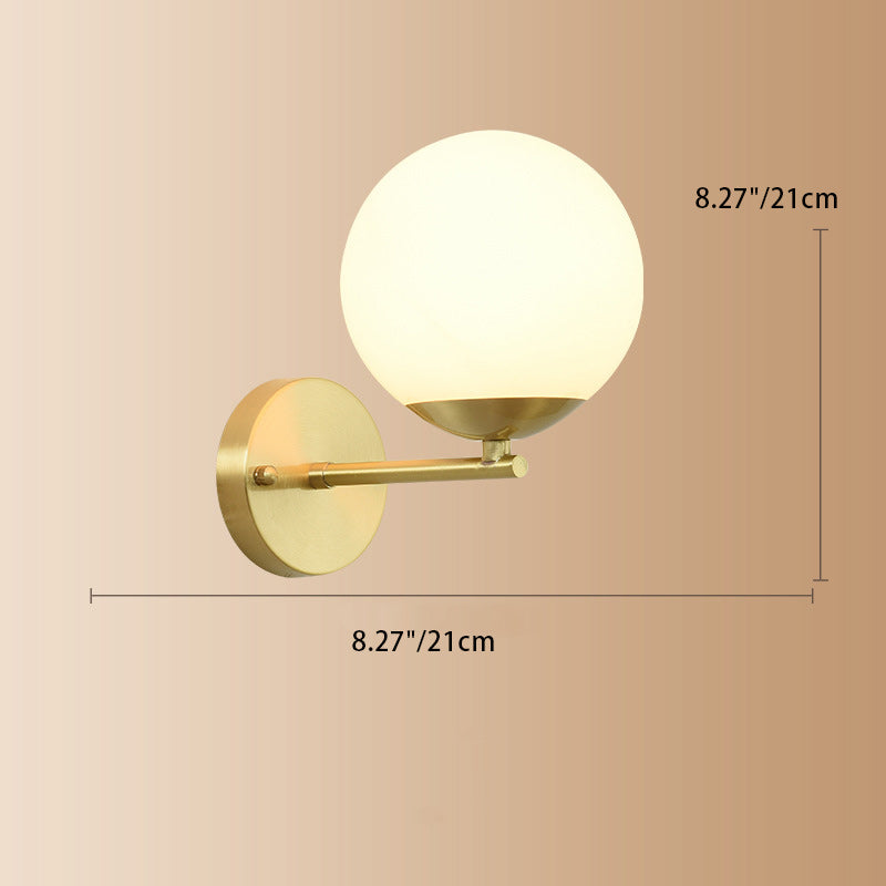 Round Spherical Copper Glass 1-Light Wall Sconce Lamp