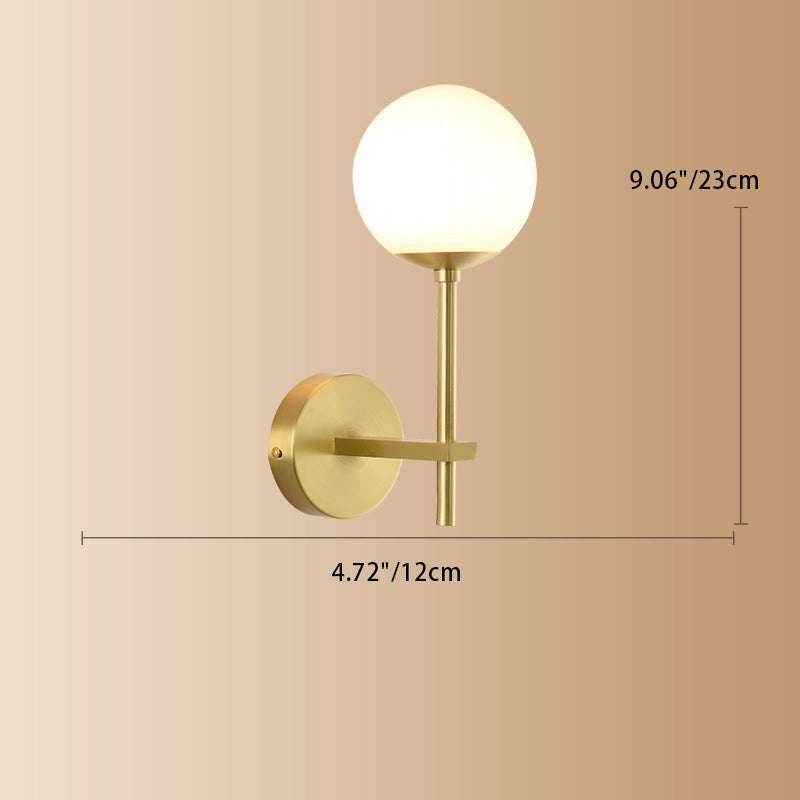 Round Spherical Copper Glass 1-Light Wall Sconce Lamp