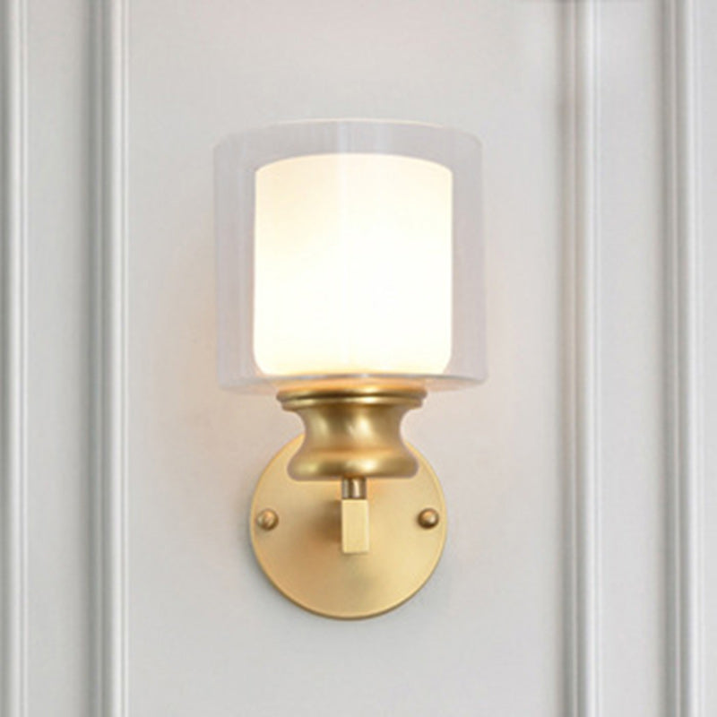 Round Spherical Copper Glass 1-Light Wall Sconce Lamp