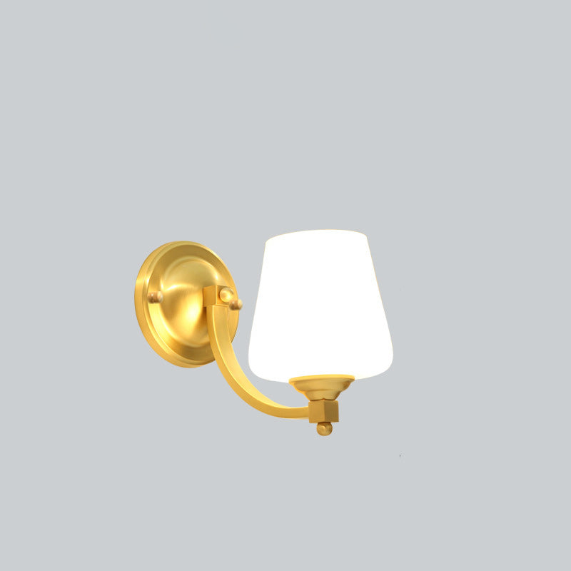 Round Spherical Copper Glass 1-Light Wall Sconce Lamp
