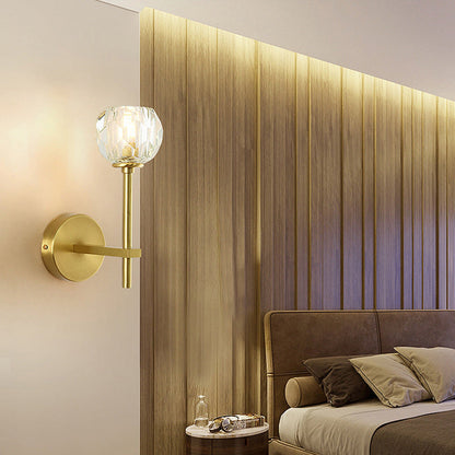 Round Spherical Copper Glass 1-Light Wall Sconce Lamp