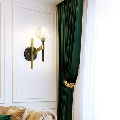 Round Spherical Copper Glass 1-Light Wall Sconce Lamp