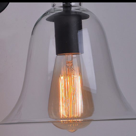 Bell Shaped Cone Iron Glass 1-Light Wall Sconce Lamp