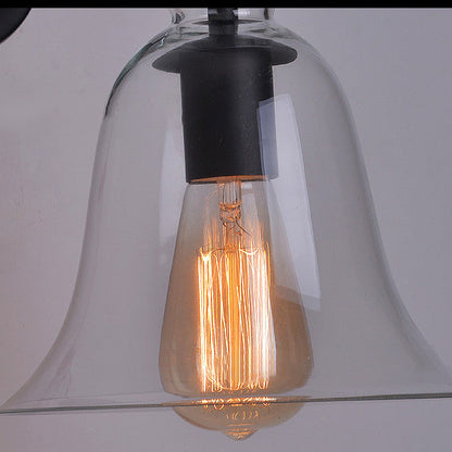 Bell Shaped Cone Iron Glass 1-Light Wall Sconce Lamp