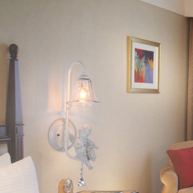 Angel Iron Glass Ceramic Resin 1-Light Wall Sconce Lamp