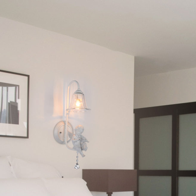 Angel Iron Glass Ceramic Resin 1-Light Wall Sconce Lamp