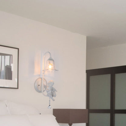 Angel Iron Glass Ceramic Resin 1-Light Wall Sconce Lamp