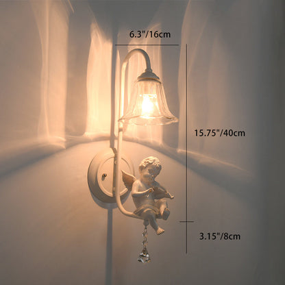 Angel Iron Glass Ceramic Resin 1-Light Wall Sconce Lamp