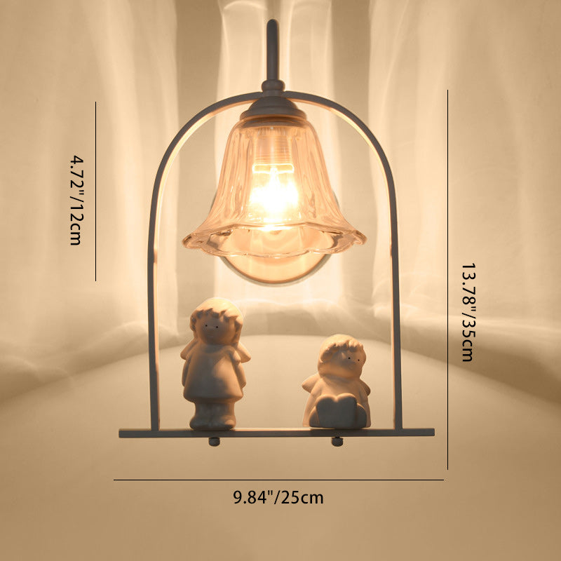 Angel Iron Glass Ceramic Resin 1-Light Wall Sconce Lamp
