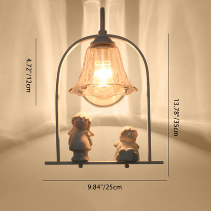 Angel Iron Glass Ceramic Resin 1-Light Wall Sconce Lamp