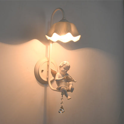 Angel Iron Glass Ceramic Resin 1-Light Wall Sconce Lamp