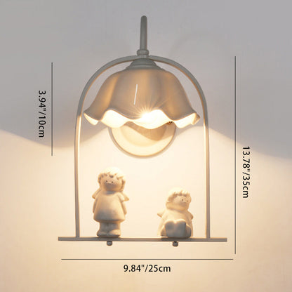 Angel Iron Glass Ceramic Resin 1-Light Wall Sconce Lamp
