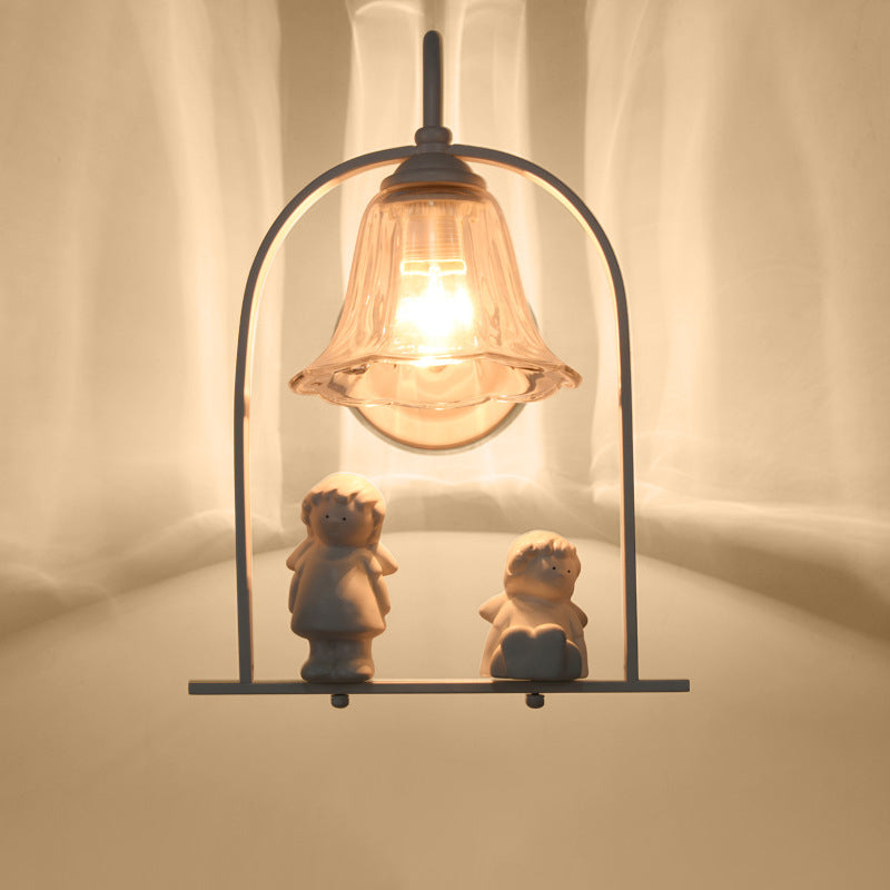 Angel Iron Glass Ceramic Resin 1-Light Wall Sconce Lamp