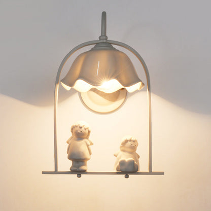 Angel Iron Glass Ceramic Resin 1-Light Wall Sconce Lamp