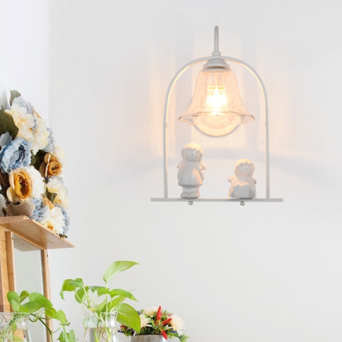 Angel Iron Glass Ceramic Resin 1-Light Wall Sconce Lamp