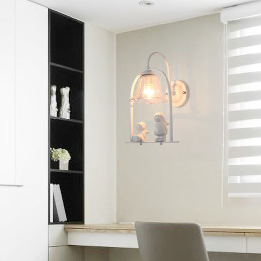 Angel Iron Glass Ceramic Resin 1-Light Wall Sconce Lamp