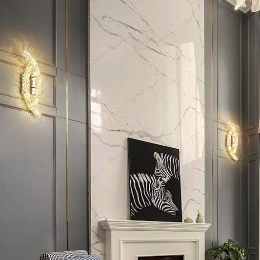 Double Arc Stainless Steel Crystal LED Wall Sconce Lamp