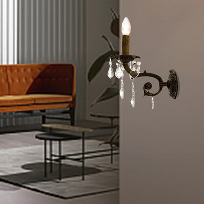 Twig Candle Shaped Copper Crystal 1-Light Wall Sconce Lamp