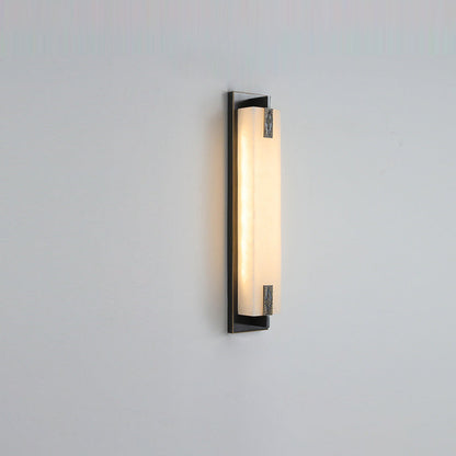Chinese Rectangle Copper Marble LED Wall Sconce Lamp