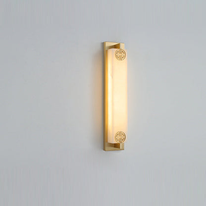 Chinese Rectangle Copper Marble LED Wall Sconce Lamp