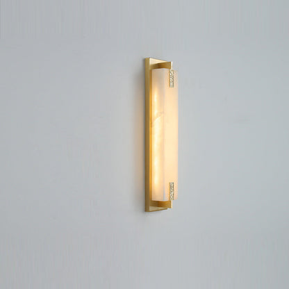 Chinese Rectangle Copper Marble LED Wall Sconce Lamp