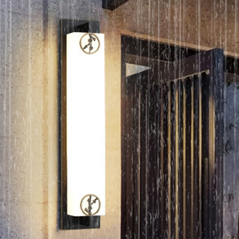 Chinese Rectangle Copper Marble LED Wall Sconce Lamp