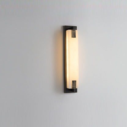 Chinese Rectangle Copper Marble LED Wall Sconce Lamp