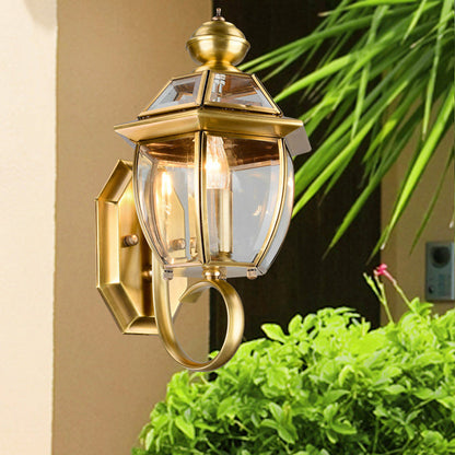 Waterproof Oval Copper Glass 1-Light Wall Sconce Lamp