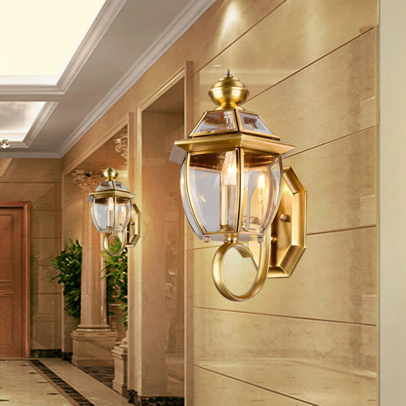 Waterproof Oval Copper Glass 1-Light Wall Sconce Lamp