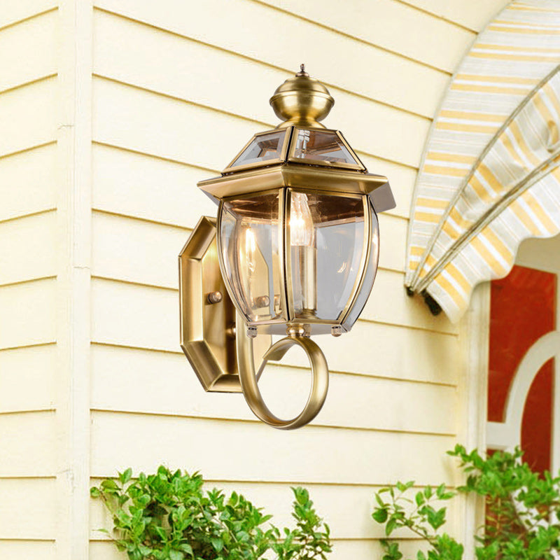 Waterproof Oval Copper Glass 1-Light Wall Sconce Lamp