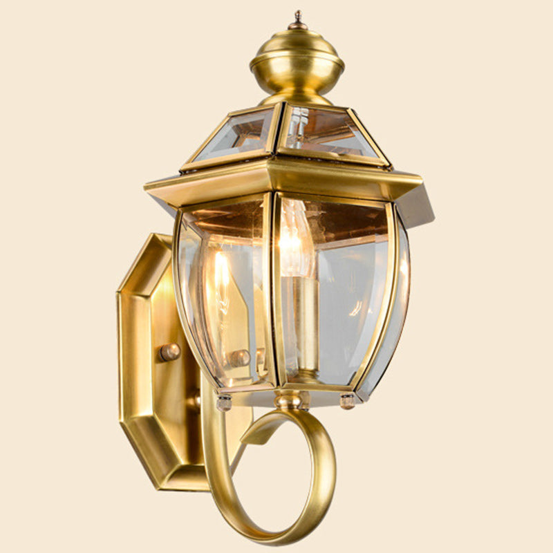 Waterproof Oval Copper Glass 1-Light Wall Sconce Lamp