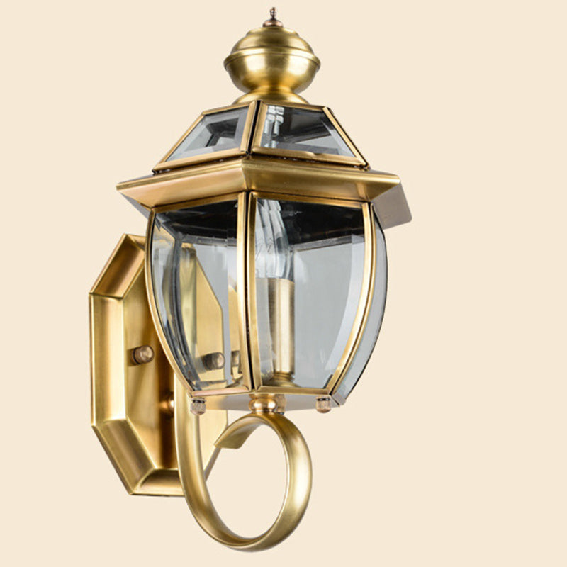 Waterproof Oval Copper Glass 1-Light Wall Sconce Lamp