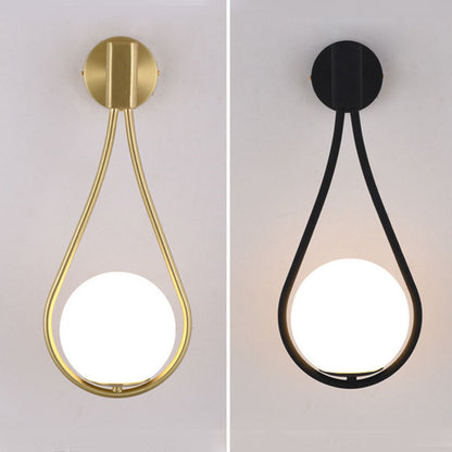 Round Drop Shape Orb Iron Glass 1-Light Wall Sconce Lamp