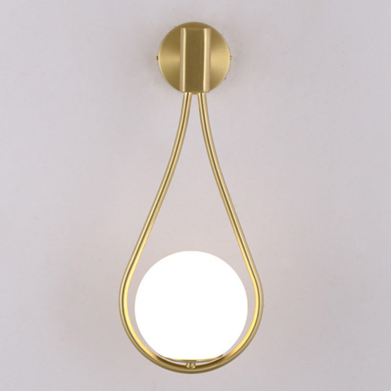 Round Drop Shape Orb Iron Glass 1-Light Wall Sconce Lamp
