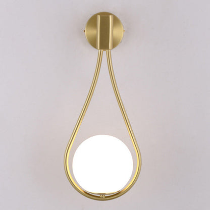 Round Drop Shape Orb Iron Glass 1-Light Wall Sconce Lamp