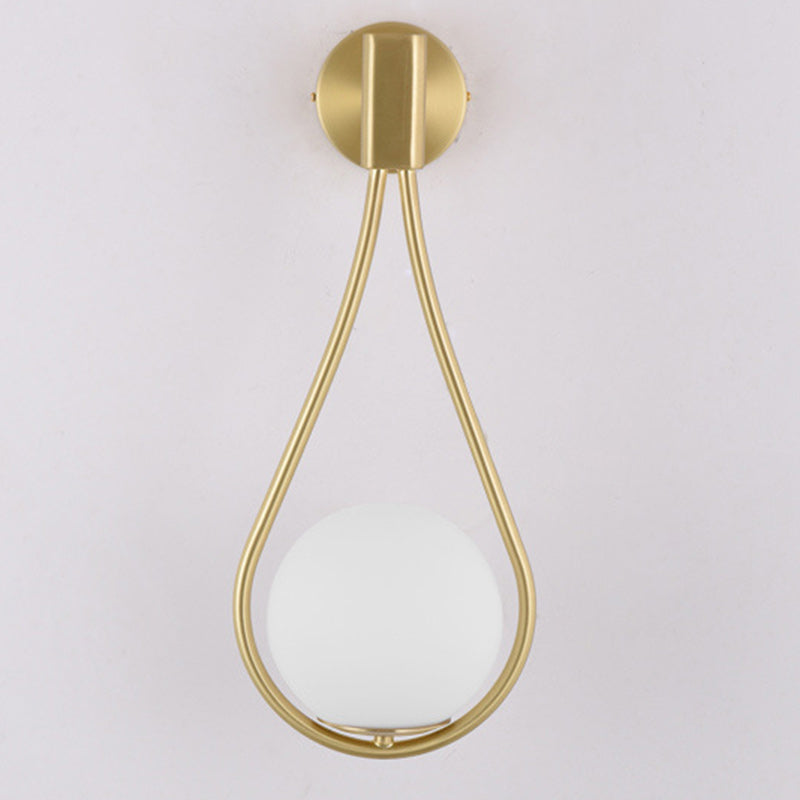 Round Drop Shape Orb Iron Glass 1-Light Wall Sconce Lamp