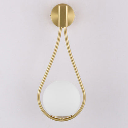 Round Drop Shape Orb Iron Glass 1-Light Wall Sconce Lamp