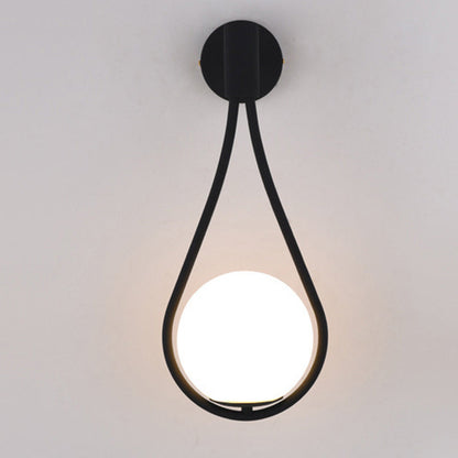 Round Drop Shape Orb Iron Glass 1-Light Wall Sconce Lamp